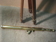Telescope - Decorative large brass and wood floor standing telescope